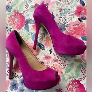 Enzo Angiolini suede platform peep toe stiletto